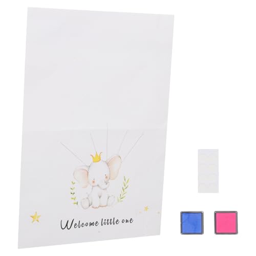 Lurrose Libro de Visitas para Shower Árbol de Huellas Dactilares, Póster Tamaño E1, 2 Tintas Azul y Rosa, Señal Adhesiva para Fiesta Revelación de Género, Decoración Creativa y Recuerdos
