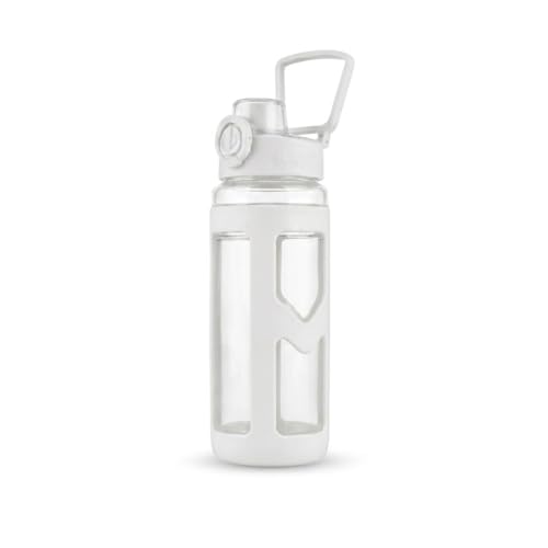 Image of LHOTSE Cute Square Water Bottle for School with Straw & Leakproof Lid - Large Capacity Kawaii Bottle for Kids, Girls & Office Usen 700 ML (Off-White)