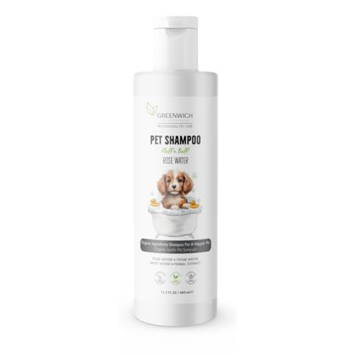 Greenwich 100% Vegan Fellpflege Hundeshampoo gegen Juckreiz, 400 ml, Sensitiv Hypoallergen Welpen Katzen Shampoo für Geruch, alle Hunderassen, pH Wert
