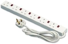New , Eurosonic Powerboard Extension Lead 6-Way Individually-switched Cable 2m Ref ES057M2