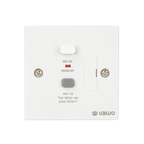 Image of W LAIWO Fused Connection Unit RCD Spur White, UKCA Certified 230V 13A Safety Residual Current Device Socket with Fuse, for High-Power Appliances, Home & Commercial Circuit Protection
