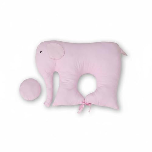 Oreiller éléphant nourrisson coton rose : la solution lavable pour le confort de bébé
