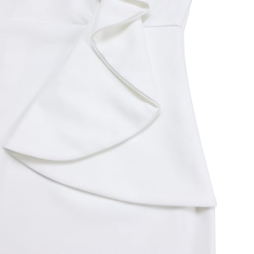 Image of Women Short Sleeve Office Pencil Dress Wedding Guest Church Floral Semi Formal Business Bodycon Midi Dresses