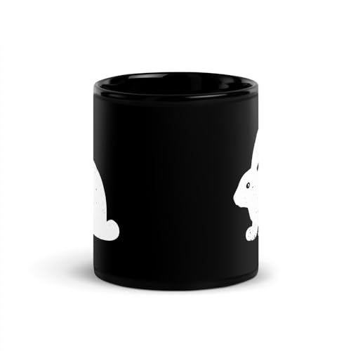 Teegarb Letter Blanket Coelhinho da Páscoa para homens e mulheres caneca brilhante preta