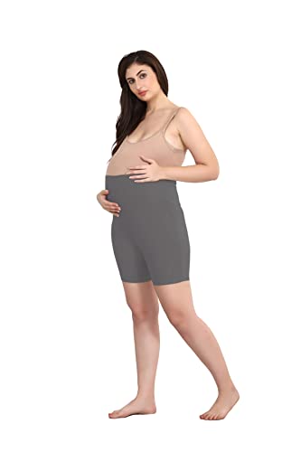 Image of Women's Cotton Maternity Shorts Over The Belly for Pregnant Women for Pre & Post Pregnancy