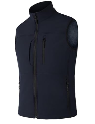 Zzkouine Uomo Tasche da Viaggio Gilet Sportivo Gilet da Pesca Gilet Multitasche Fotografia All'Aperto Gilet ad Asciugatura Rapida Gilet Senza Maniche Con Collo In Piedi-navy blue-L