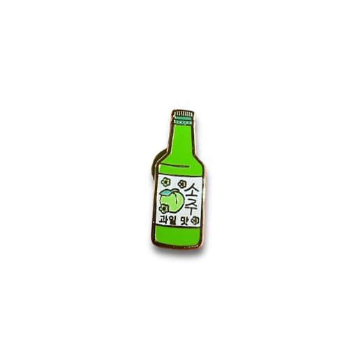 Image of Soju pin enamel Korean soju pin Hard Enamel Korean lapel pin Soju accessories Korean drink pin Kpop enamel pin Soju merchandise Soju bottle pin