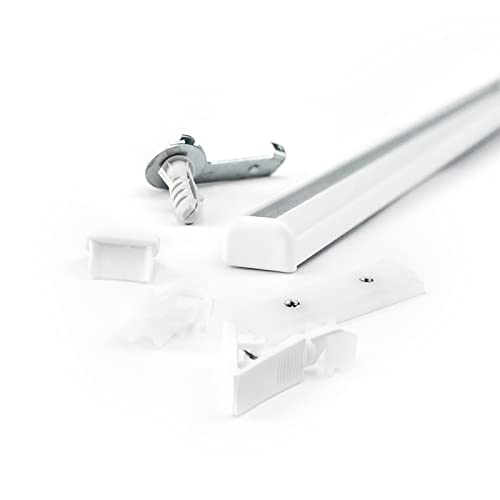 DQ-PP Gardinenschiene 150cm Weiß - 2-läufig Mit Klick-Gleiter