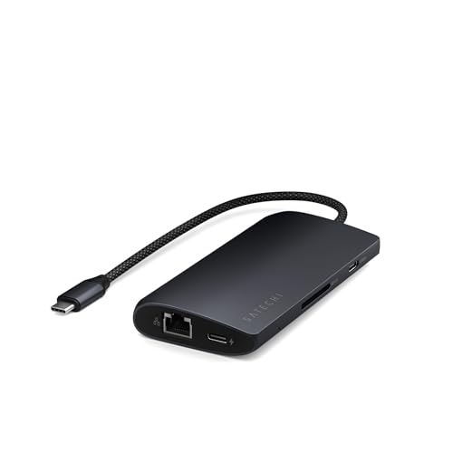 Image of Satechi 8 in 1 USB C Hub Multiport Adapter V3, 8K HDMI, 100W Charging, 4 USB Data Ports, Ethernet, SD Card Reader, for Laptop, for Mac /Windows, MacBook Air /Pro /Neo, iPad Air /Pro - Midnight