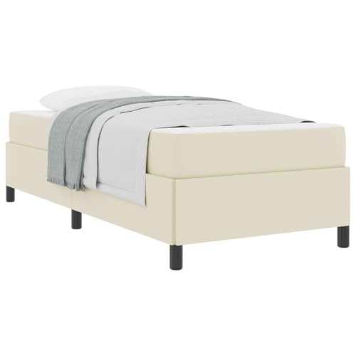 KKgypkn Marco de cama con colchón de 90 x 190 cm, color crema, estructura de cama con somier y colchón de muelles ensacados