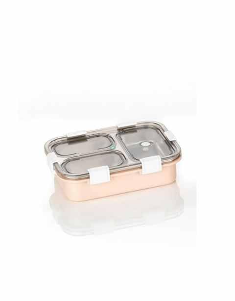 Image of Stainless Steel Lunch Box BPA Free - Durable Food Storage Lunch Box for Office, School & Travel with Secure Lock Lid (Peach)