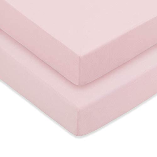 Image of Comfy Cubs Fitted Crib Sheet – 100% Cotton Baby Crib Mattress Sheet for Boys and Girls – Fully Elasticized Hem for Snug Fit Over Standard Crib and Toddler Mattresses (Pink, Pack of 2)