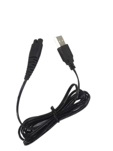 chelectnis USB Charger Cord for Hatteker, 5FT Black Charging Cable Fit for RFC-588 RFC-598 RFC-690 RFC-692 RFC-696 RSCX-7568 RSCX-9598 Beard Trimmer & Shaver Razor Replacement Power Cord(2 Pack)
