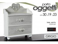  Mobile Comodino Shabby Chic Provenzale Portagioie Grigio 30x19x23 Cm