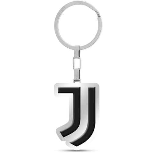 Porte-clefs Juventus logo émaillé noir et blanc sous licence officielle