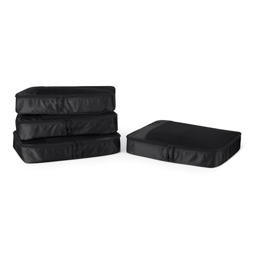 Amazon Essentials 4-Piece Packing Cubes Travel Accessories Set, Luggage Organizer with Double...