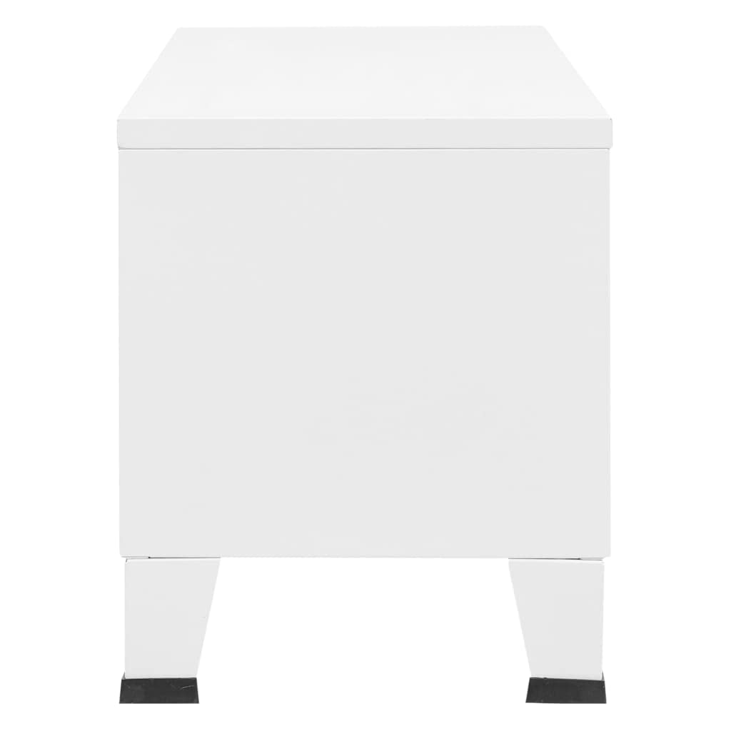 vidaXL Mueble de TV Industrial Aparador Armario Auxiliar Soporte Consola Cajón Televisión Sala Estante Almacenaje Mueble Salón Metal Blanco