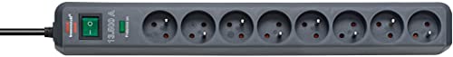 Brennenstuhl Multiprise ECO-LINE Anthracite, 8 prises, avec parasurtenseur et 1,4m de câble (13.500A)