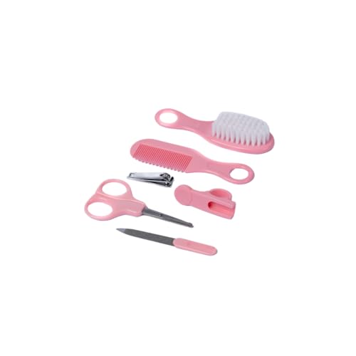 Kit de Higiene 6 Peças Baby Pente Escova de Cabelo Cortador de Unha e Lixa Cuidados Essenciais para