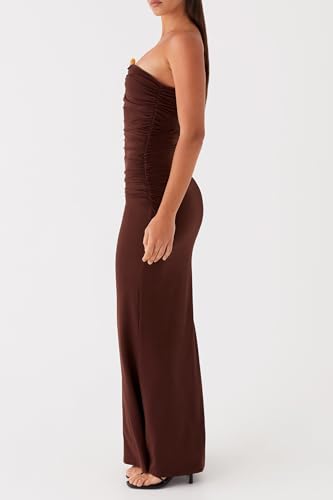 Image of Cut Out Maxi Tube Dresses for Women Sexy Y2k Strapless Backless Bodycon Long Dress Summer Sleeveless Hollow Sundress