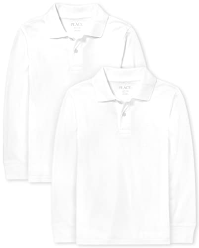 Image of The Children's Place Boys Uniform Long Sleeve Pique Polo