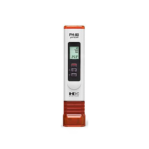 HM Digital Medidor de pH PH 80 de mano resistente al agua con ATC para hidroponía, jardinería, acuarios, arrecifes, piscinas, spas, tratamiento de agua, agua potable