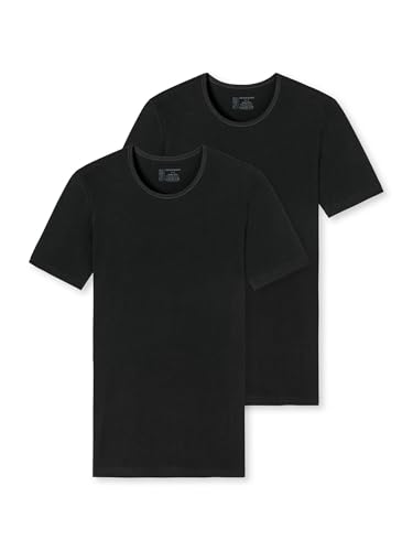 Preisvergleich Produktbild Schiesser Herren 2 Pack Unterhemd Rundhals Mit Arm - 95 / 5 Organic Unterwäsche, Schwarz_174997, L EU