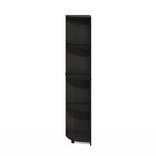 Image of Furinno ECON Corner Shelf, 4-Tier Corner Book Shelf, Storage Shelves, Display Rack, Bookshelf, for Organization and Storage, Living Room, Home Office, Espresso