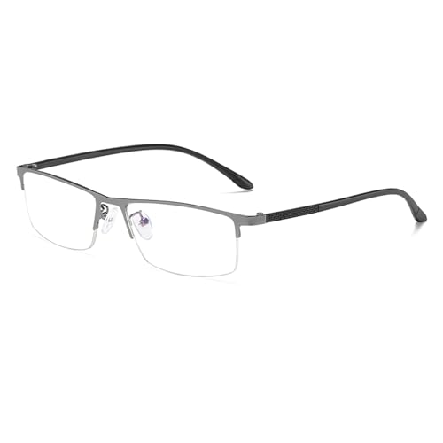 Image of Anti Blue Light Glasses Metal Frames Rectangle Semi-Rimless Computer Gaming Eye-glasses Clear Lens