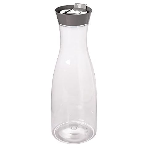Geuorgexy 1.8 Liter Easy Mixing Bottle with Tight Round Lid with Snap Lid, Clear and Grey Plasutil | BPA-Free 8038 Cover