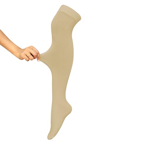 Image of Women's Opaque Stretchy Nylon Over Knee Thigh High Stockings Costume Socks