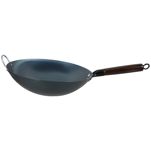 Wok de hierro con mango de madera 32cm fondo redondo