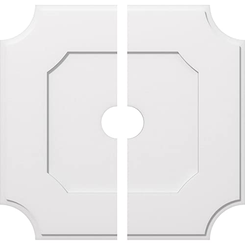 Image of Ekena Millwork CMP36LE2-05000 Locke Architectural Grade PVC Contemporary, Two Piece Urethane Ceiling Medallions 36 inchOD x 5 inchID x 21 1 /2 inchC x 1 inchP