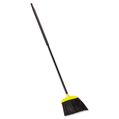 Rubbermaid Commercial Products 10 Smooth Surface Jumbo Sweep Angle Broom Metal Handle Black for Cleaning Hard-to-Reach Areas