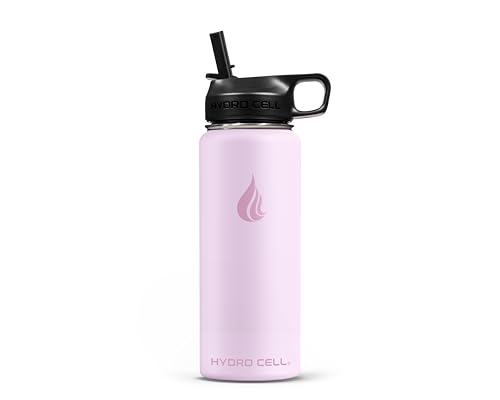 Image of HYDRO CELL Stainless Steel Insulated Water Bottle with Straw - For Cold & Hot Drinks - Metal Vacuum Flask with Screw Cap and Modern Leakproof Sport Thermos for Adults (Pink 18oz)