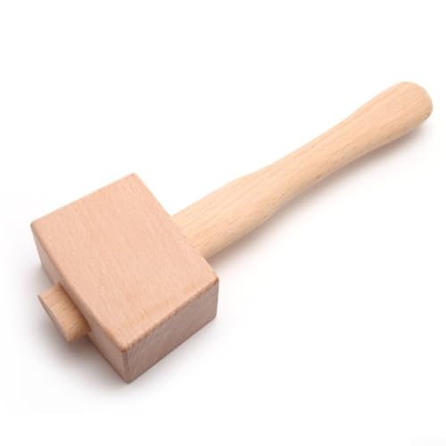 Jonikuper Maillet en bois de hêtre massif - Outil de menuisier massif avec tête en cuir - Outil à main professionnel pour assemblage de meubles en bois