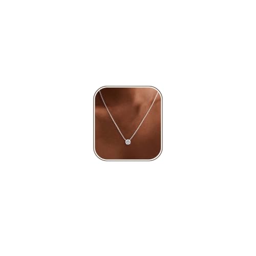 Image of Gold Silver Necklace for Women, Dainty Cubic Zirconia Pendant