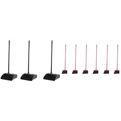 Pivoting Upright Lobby Dustpan 3Pack & Angle Broom with Vinyl