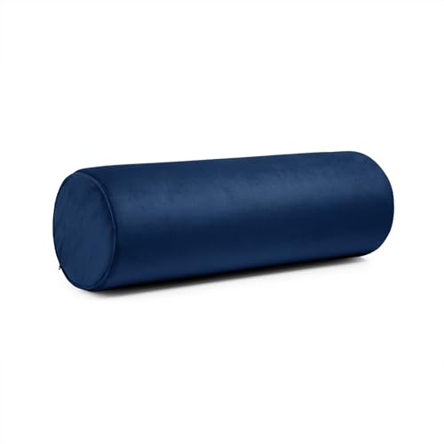 Image of Wakefit Medium Firm Bolster Pillow | Pack of 1 | 23x8 Inch | Foam & Removable Velvet Fabric | Machine Washable Cover | for Bed, Sofa & Diwan | Blue