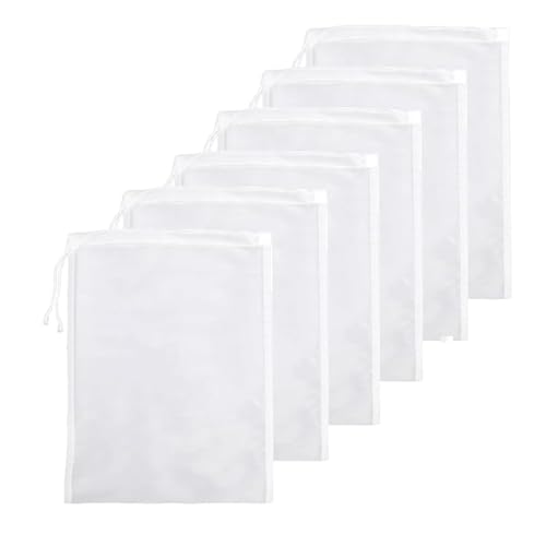 Pack de 6 Bolsas para Leche Vegetal (20x30cm) - Malla Filtrante Reutilizable de Nylon para Zumos, Queso, Café Frío y Leches Vegetales