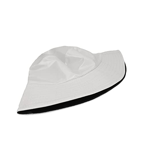 Reversible Pu Leather Bucket Hats For Women Solid Color Double Wear Summer Hat Unisex (White) #TOP1