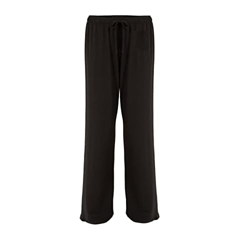 MAQMUD Black Trousers Saloos Women Stretchy Trousers Easy and Comfortable Casual Party Smart Office Going Out Occasion Wear, Women's Black Trousers (24, Black) Cover