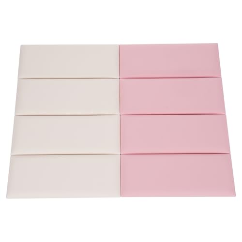 CNCEST Wall Panels Pack of 8, Wall Panels for Interior Decor, Self-Adhesive Wall Panel, Anti-Collision Wall Padding for Classrooms, Daycare Centers, Bedrooms, Or Playrooms (Creamy-White, Pink)