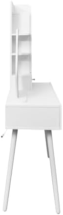 Wakefit 35'' Vanity Desk with Mirror and Lights, White Makeup Table with Irregular Mirror, Large Dressing Desk with Drawers and Cabinet, LED Light with 3 Color Modes and Adjustable Brightness