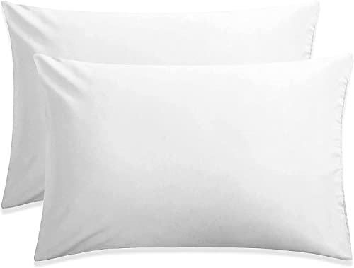Image of Travel Pillow Case 12x18 Size Pack of 2 Pieces 100% Egyptian Cotton Zipper Closure 500 Thread Count Toddler Pillowcase White