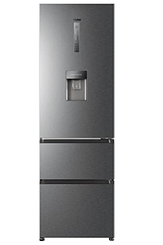 Haier HETR3619FWMG Freestanding Fridge Freezer, 3 doors, 345L Total Capacity, 60cm Wide, Gentle Silver [Energy Class F]