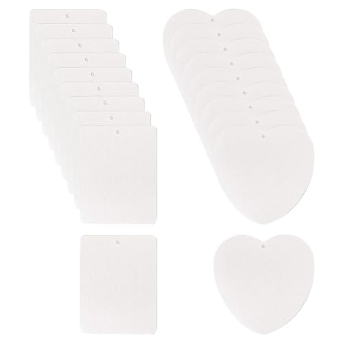 Image of 40 Pcs Felt Car Air Freshener Blanks Sublimation Air Freshener Blank Sheets Car Air Freshener Scent Pads Sublimation Blank Pendants Hanging Ornament Blanks Rectangle and Heart