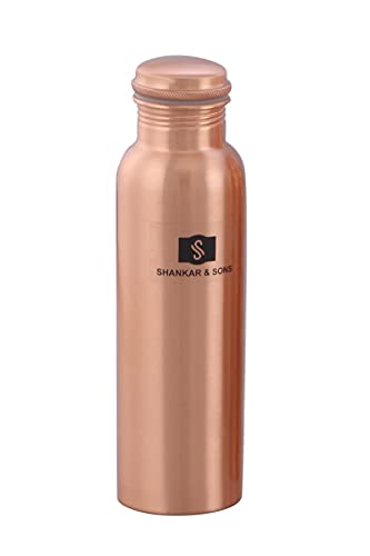 Image of Shankar & Sons No Joint and Leak Proof Ayurvedic Health Benefits Copper Water Bottle for Yoga, Gym, 1L (1000ML) (Plain)