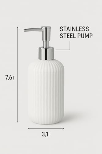 Image of LAGET 300ml Soap Dispenser for wash Basin - White Black Golden Print | Kitchen and Bathroom Accessories Items | Handwash Dispenser Bottle- Set of 2 (White)