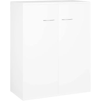 vidaXL Sideboard Chest of Drawers with Lots of Storage Space Cabinet with 2 Doors Multi-Purpose Cabinet Sideboard for Living Room Modern White 60 x 30 x 75 cm Wood Material